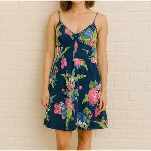 Hollister Y2K Floral Navy Blue Multicolor Tank Dress Size M